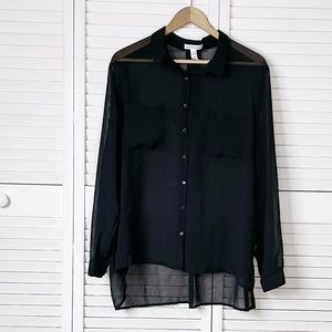 Sheer black button down blouse